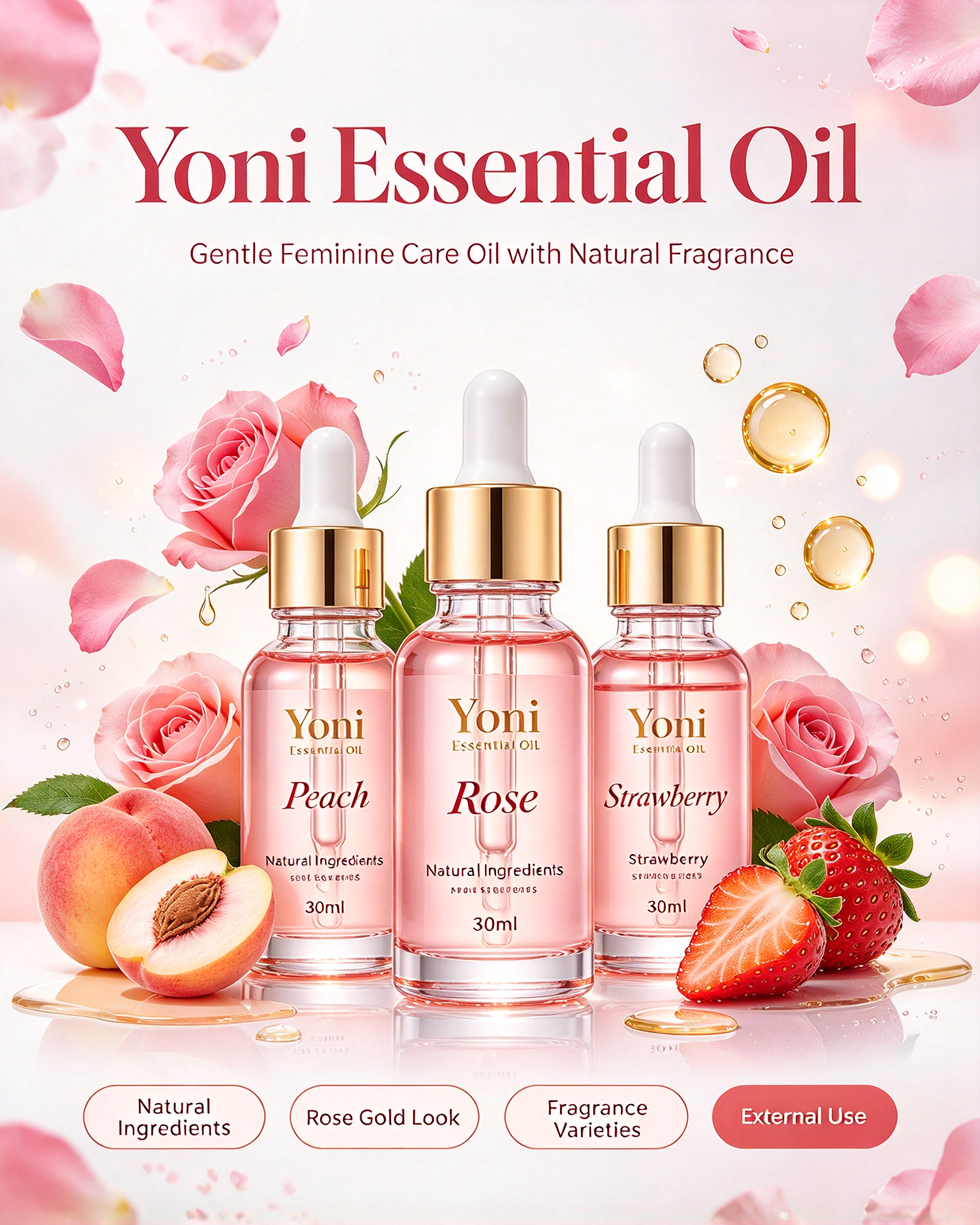 Yoni Pink Essential Oil 30ml | Gentle Feminine Care Oil