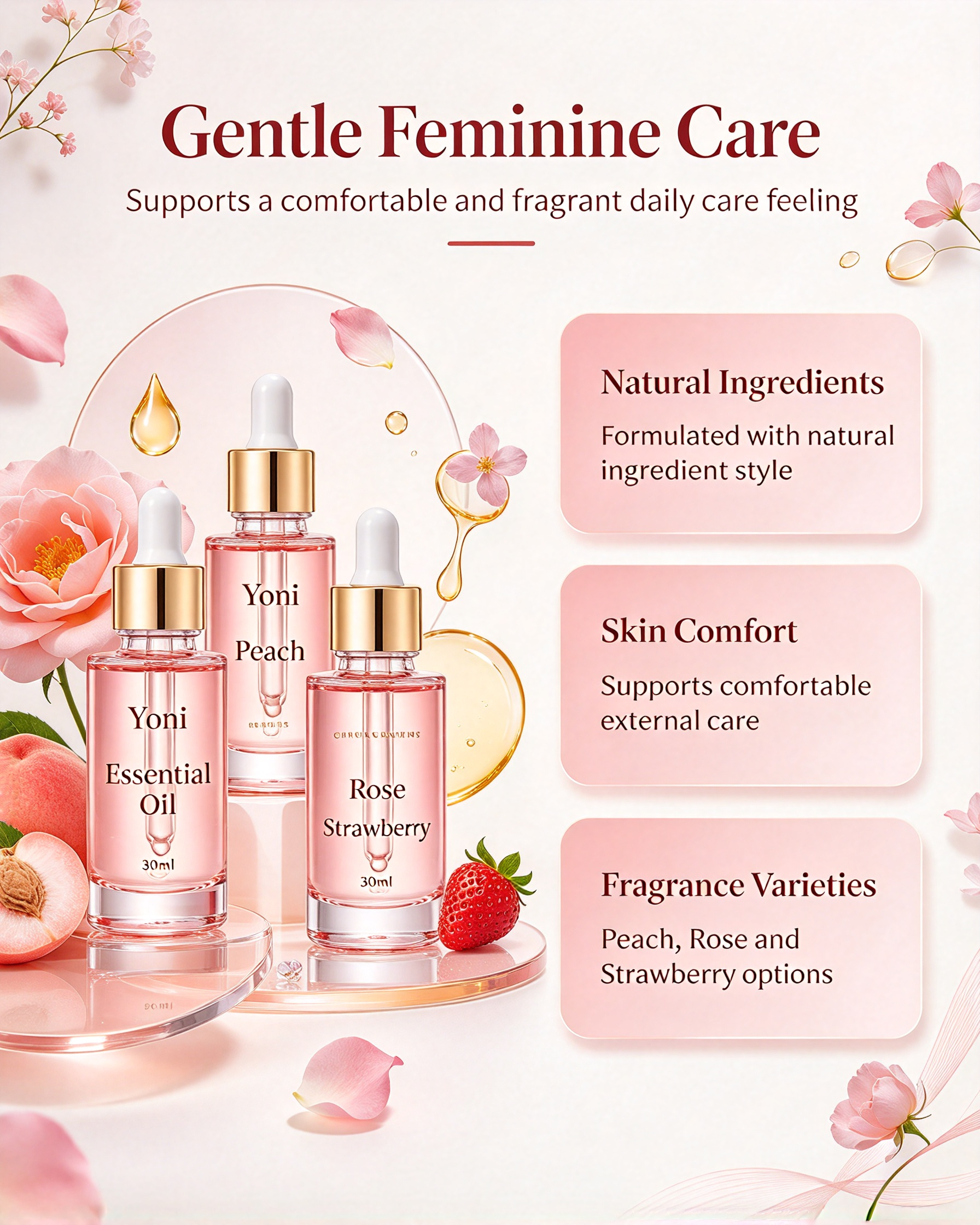 Yoni Pink Essential Oil 30ml | Gentle Feminine Care Oil