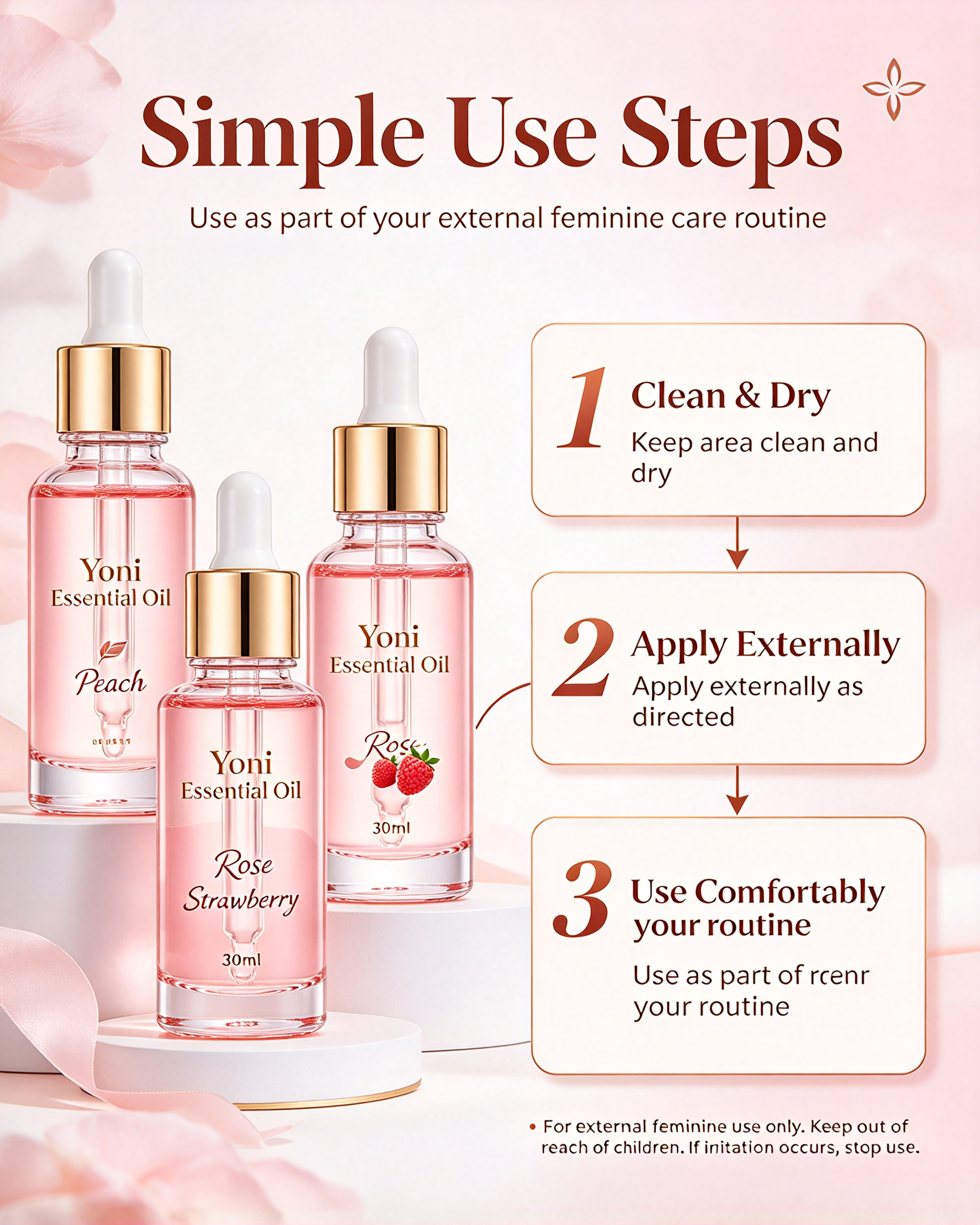 Yoni Pink Essential Oil 30ml | Gentle Feminine Care Oil
