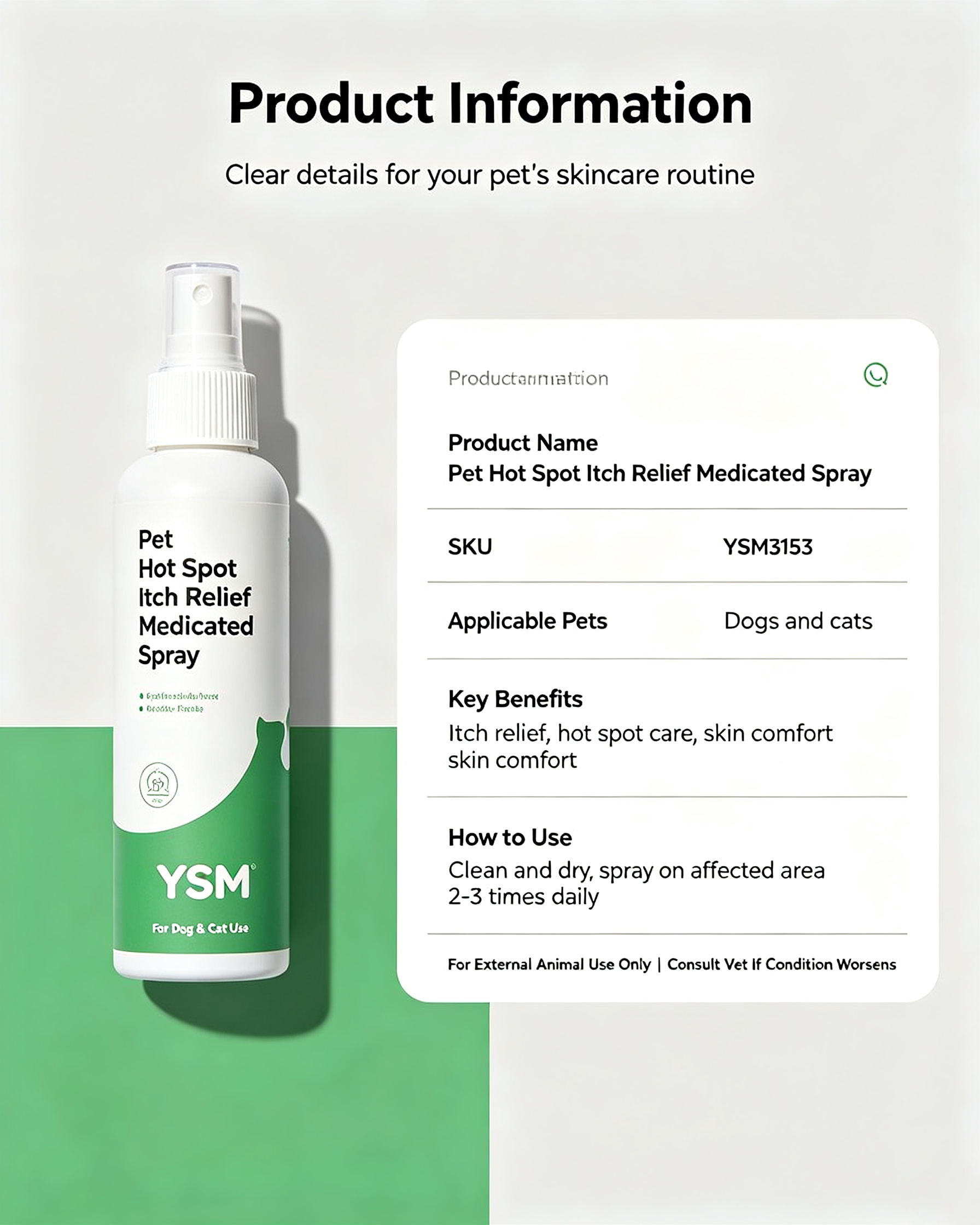 Pet Hot Spot Itch Relief Medicated Spray | Dog & Cat Skin Care