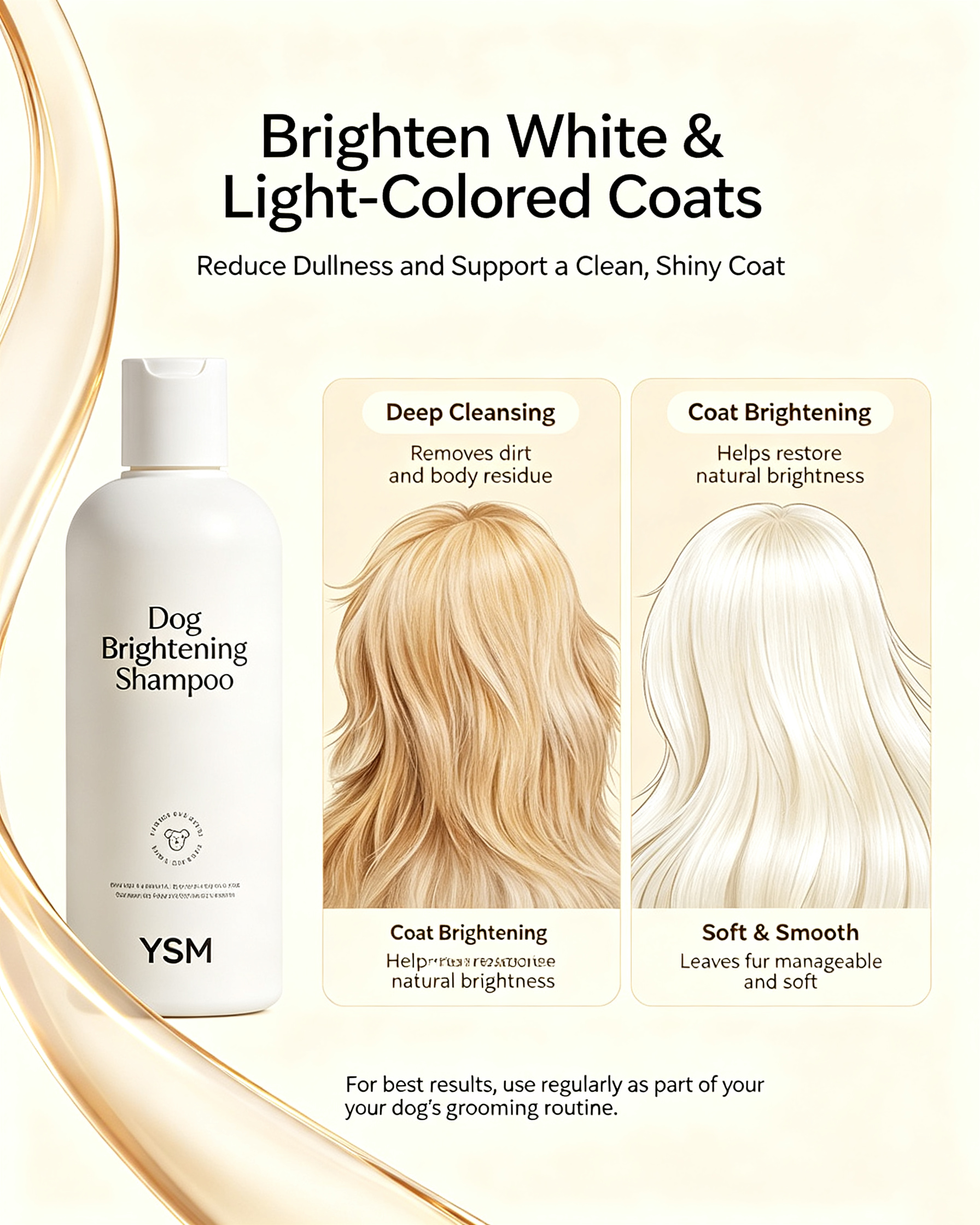 Dog Brightening Shampoo for White & Light Coats | Stain & Yellowing Removal