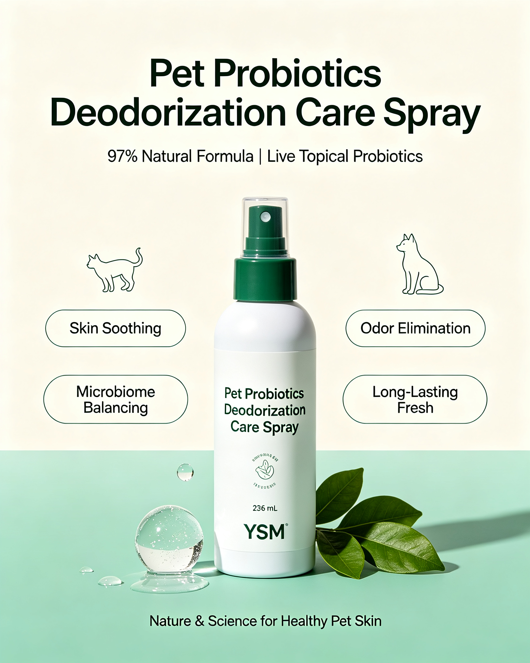 Pet Probiotics Deodorization Care Spray for Dogs & Cats | Natural Pet Odor Spray
