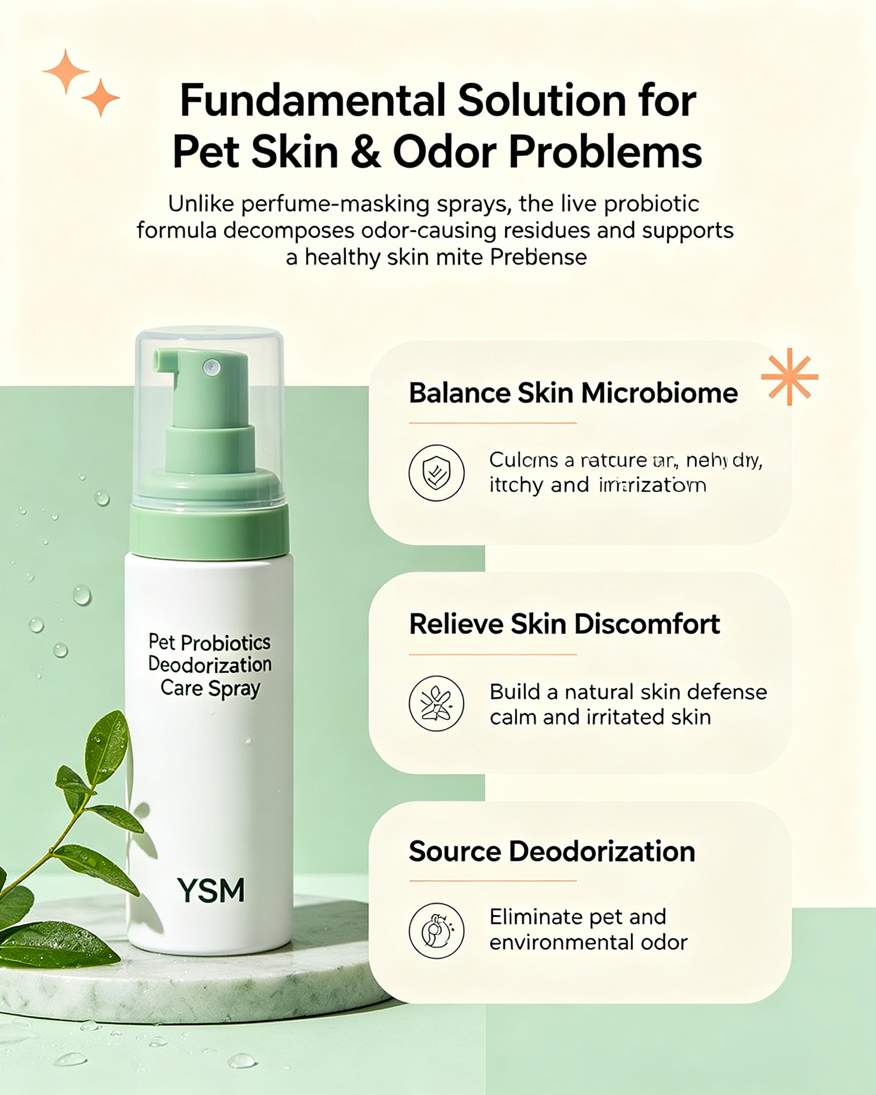Pet Probiotics Deodorization Care Spray for Dogs & Cats | Natural Pet Odor Spray