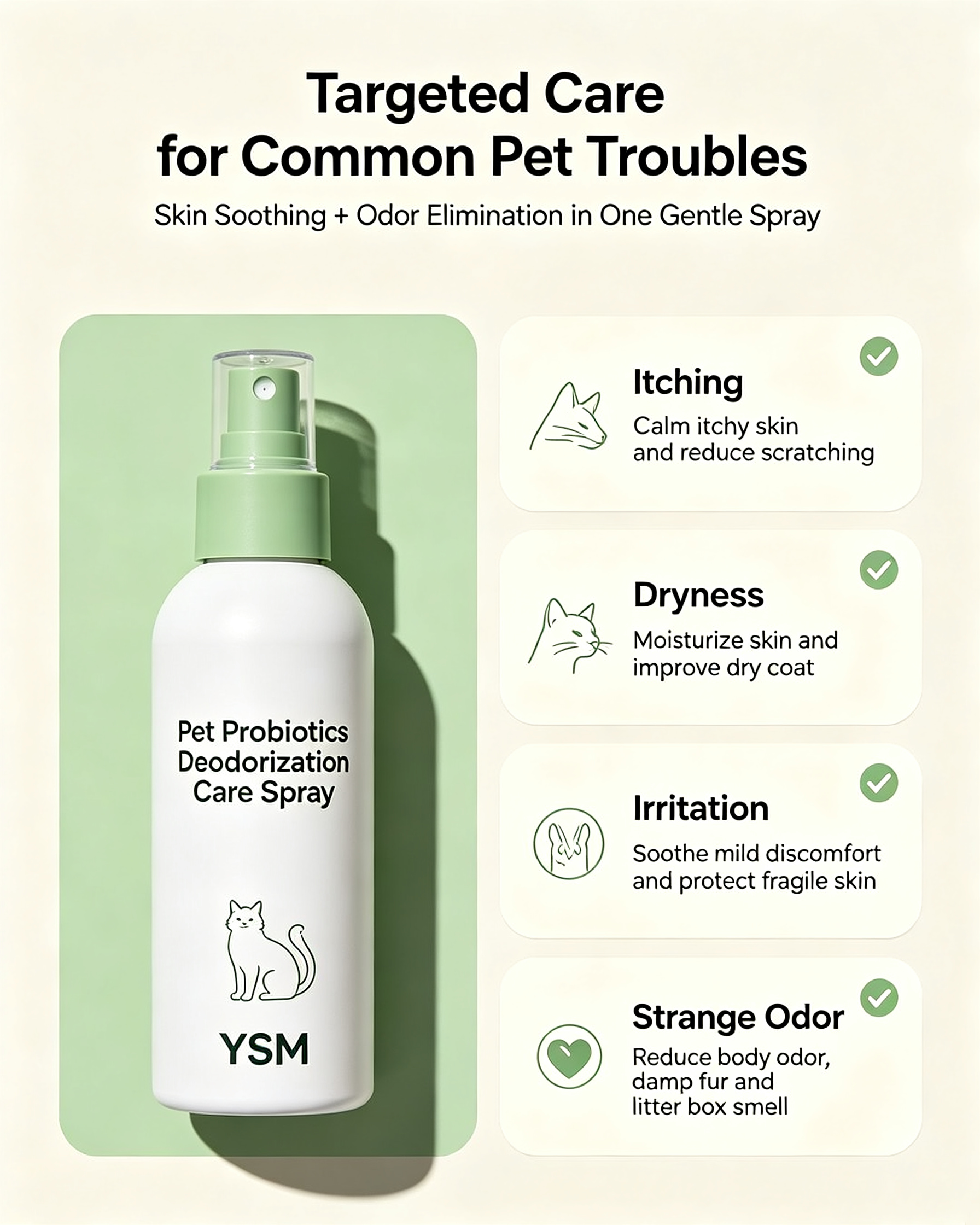 Pet Probiotics Deodorization Care Spray for Dogs & Cats | Natural Pet Odor Spray