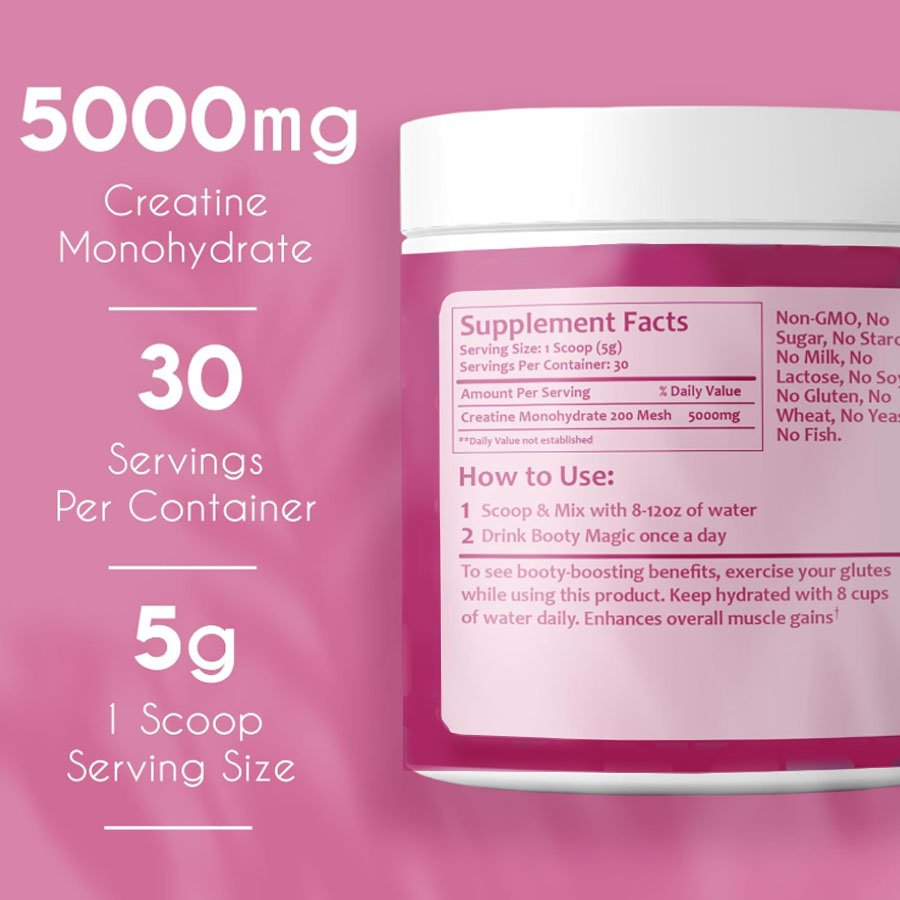 Booty Magic Booty Building Creatine - Unveil Glute Gains and Muscle Growth for Women, Micronized for Enhanced Big Booty Results - 30 Servings Booty Magic Booty Building Creatine - Unveil Glute Gains and Muscle Growth for Women, Micronized for Enhanced Big Booty Results - 30 Servings - Image 3